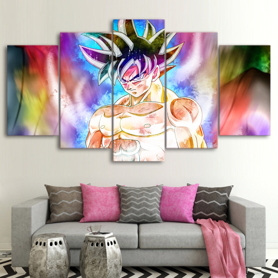 5 Pieces Dragon Ball Goku Colorful Wall Decor Canvas - DBZ Shop