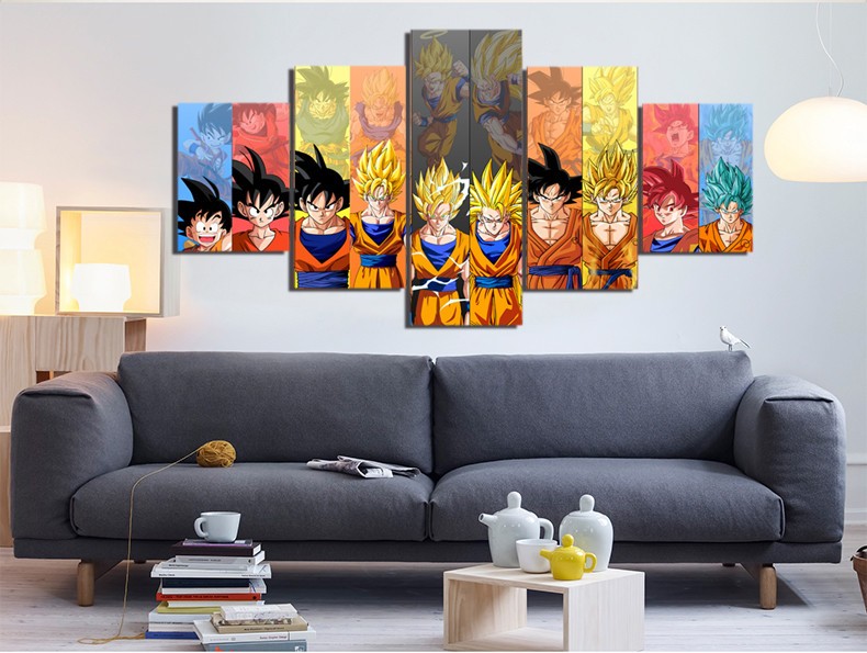 5 Pieces Dragon Ball Z All Type Of Goku Wall Decor Canvas - DBZ Shop