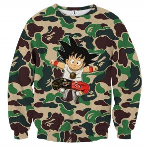 01 Cute Jumping Kid Goku Camouflage Fashion Sweatshirt - DBZ Shop