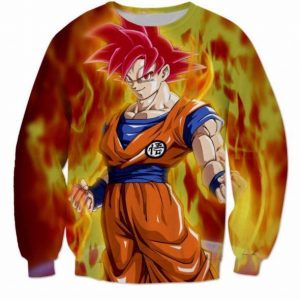 3D Printed Dragon Ball Goku Fire Flame Sweatshirt 1 - DBZ Shop