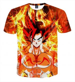 74 Dragon Ball Goku Super Saiyan Rose Flaming Fan Art Tshirt - DBZ Shop