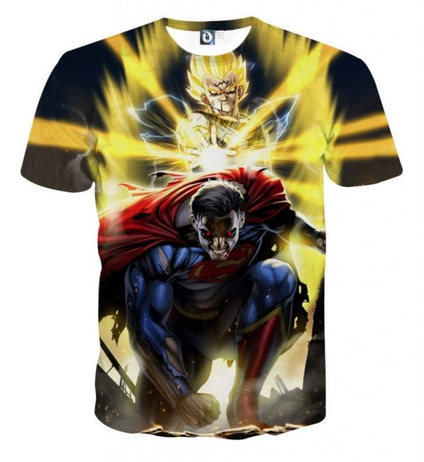 DBZ Super Yellow Majin Vegeta Superman Epic Battle TShirt 1 scaled 1 - DBZ Shop