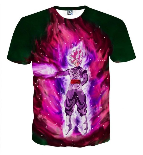 Goku Black Super Saiyan Rose Power Aura Streetwear Design TShirt - DBZ Shop