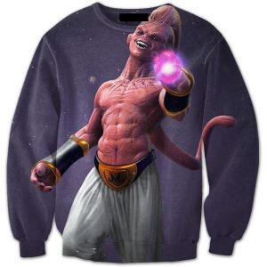 Kid Buu Artwork 3D Pure Evil Dark Side Badass Crewneck Sweater x700 - DBZ Shop