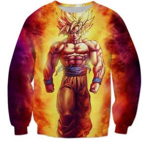 SSJ2 Son Goku Super Saiyan 2 Flame Fire 3D Sweatshirt 1 - DBZ Shop