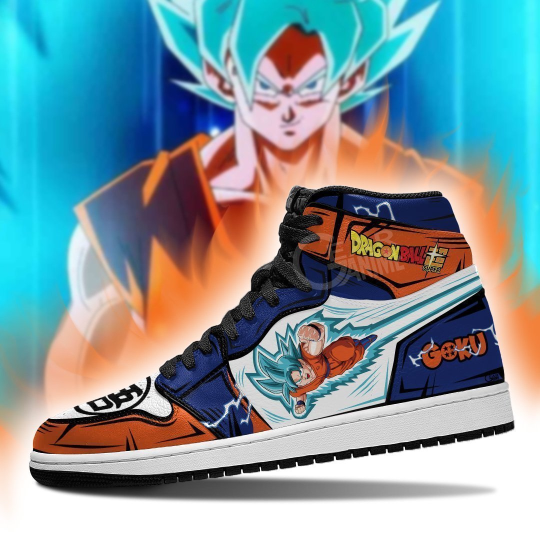 goku saiyan blue shoes boots dragon ball super anime jordan sneakers leather gearanime - DBZ Shop